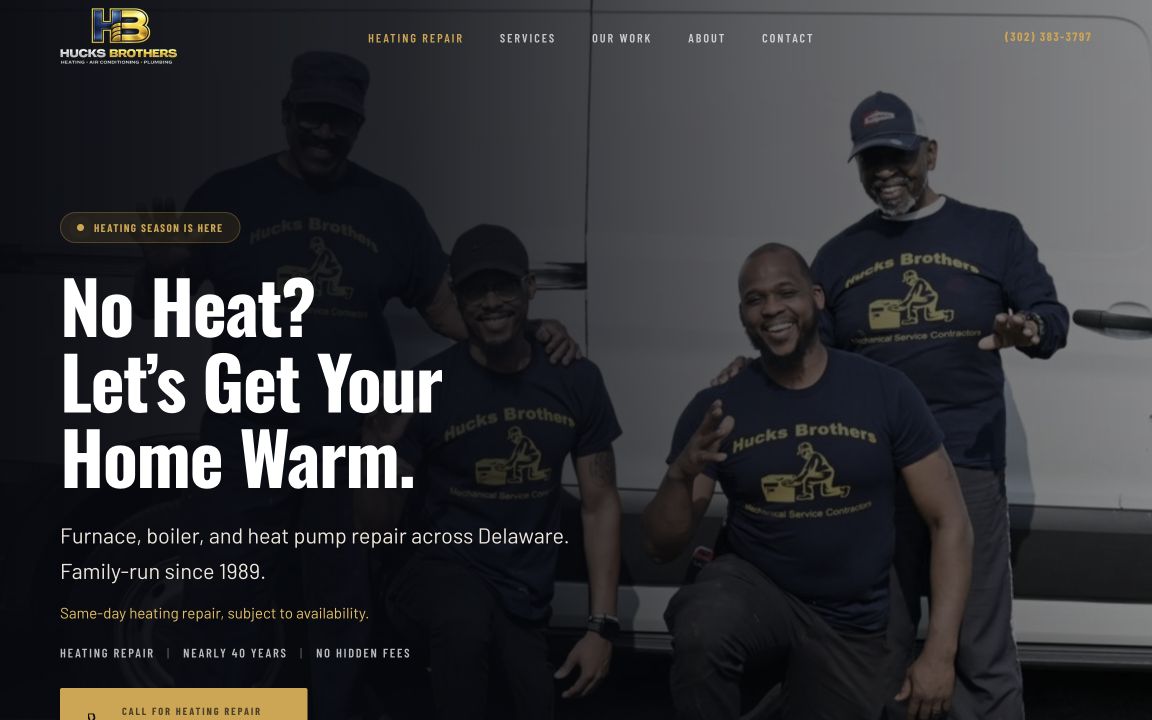 Hucks Brothers HVAC website preview